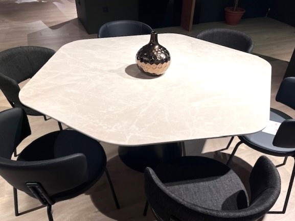 Christl Dekimpe Cronos eetkamertafel met keramisch blad (hexagon) - 0